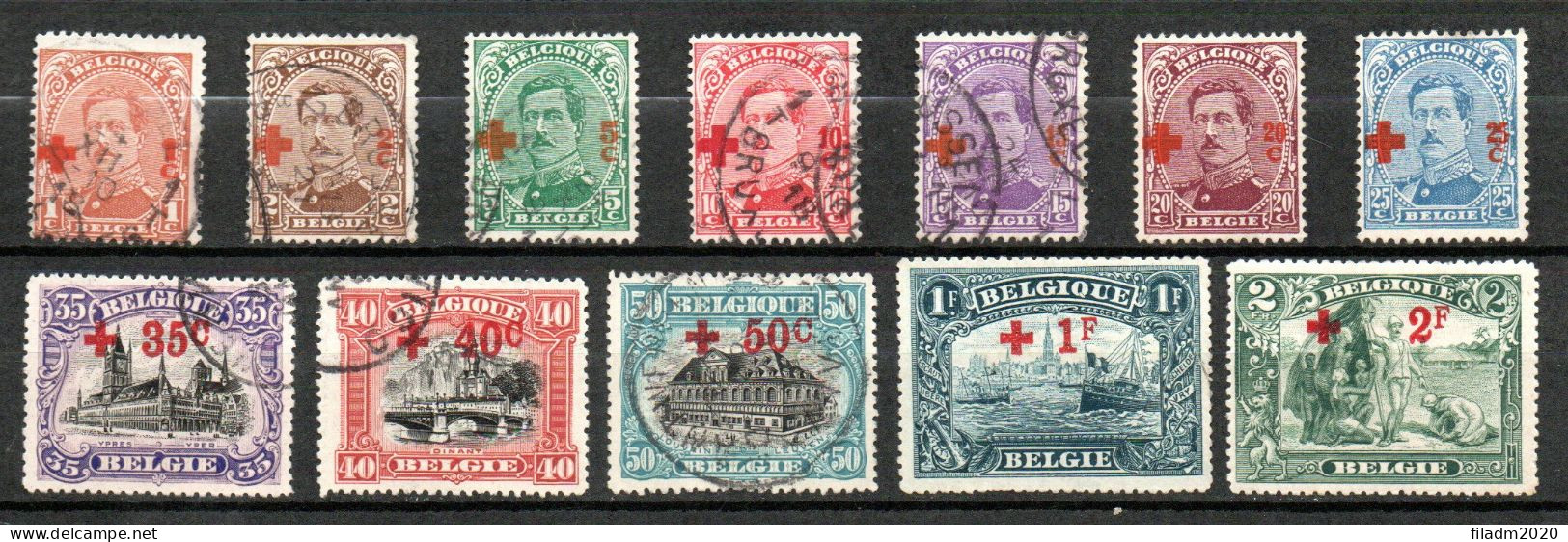 150/161 Gestempeld - Cote 285,00 Euro - 1918 Croix-Rouge
