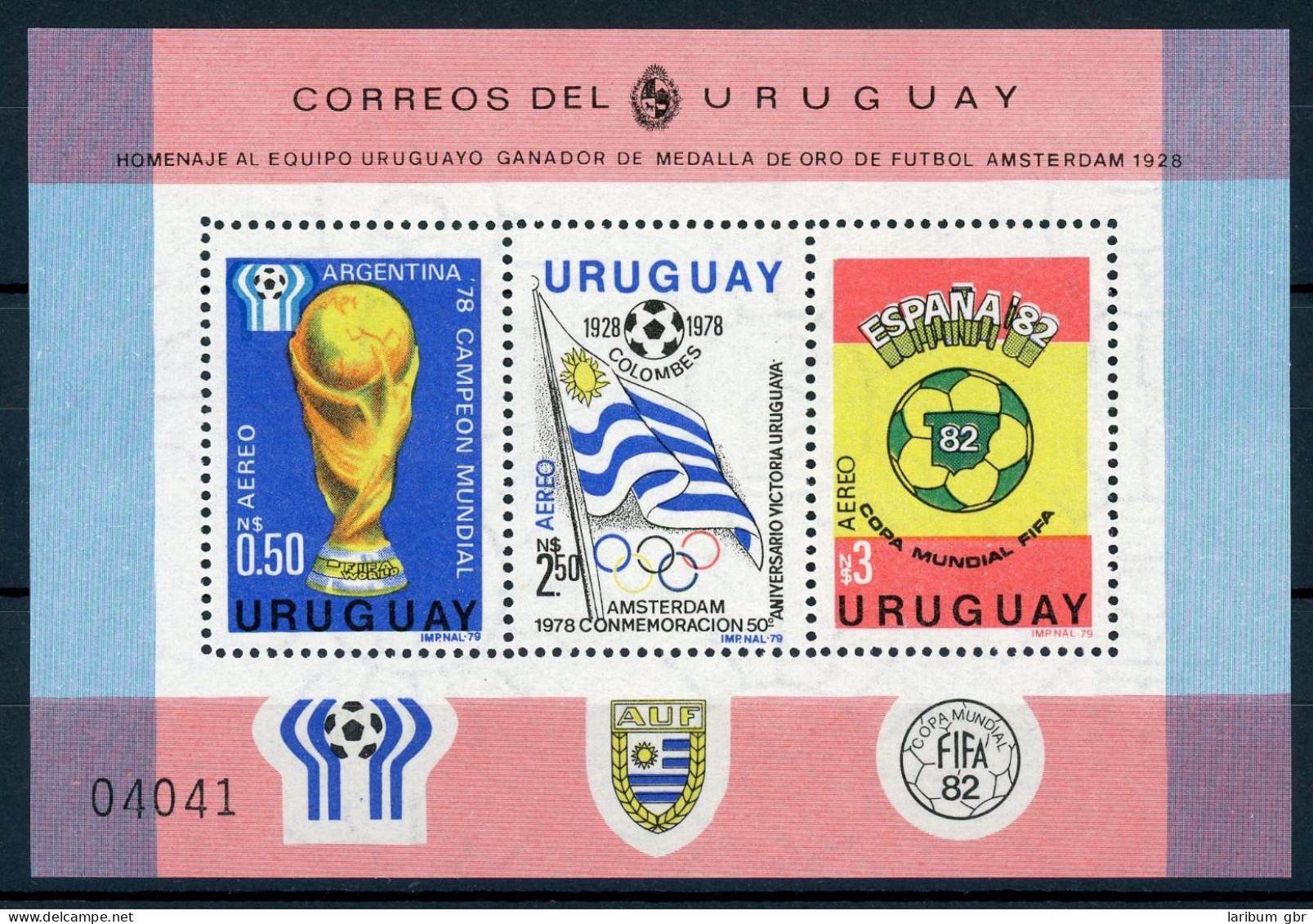 Uruguay Block 44 Postfrisch Fußball #GB626 - Uruguay