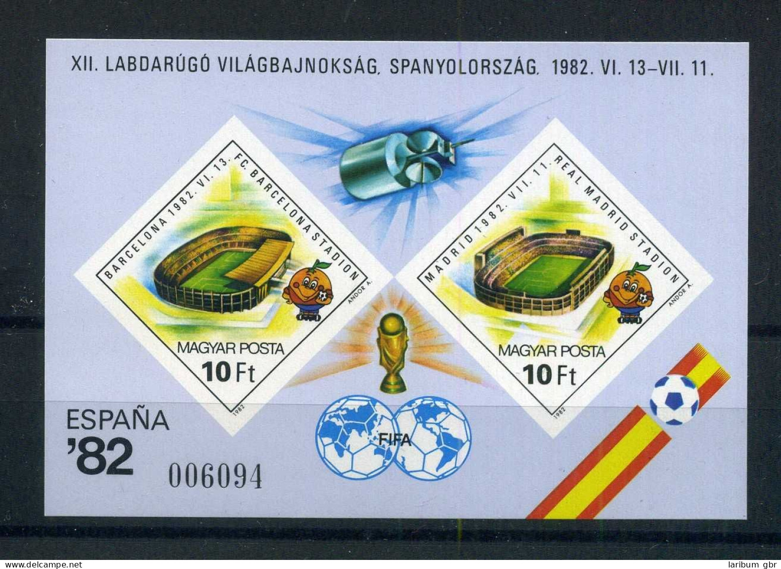 Ungarn Block 155 B Postfrisch Fußball WM 1982 #GB608 - Altri & Non Classificati