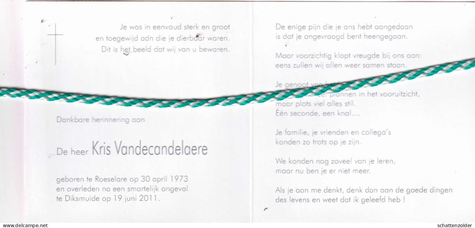 Kris Vandecandelaere, Roeselare 1973, Diksmuide 2011. Foto - Décès