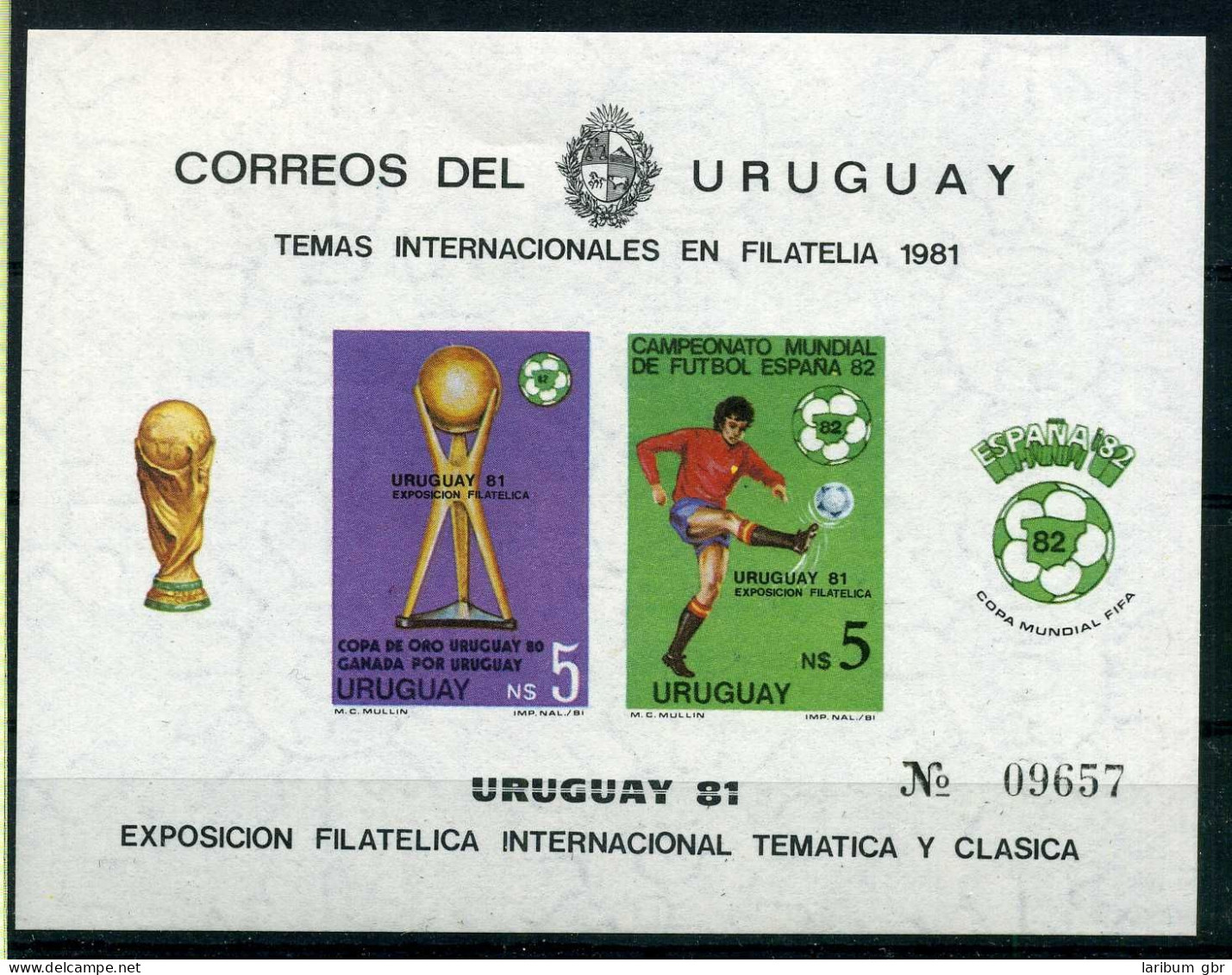 Uruguay Block 51 Postfrisch Fußball #GB654 - Uruguay