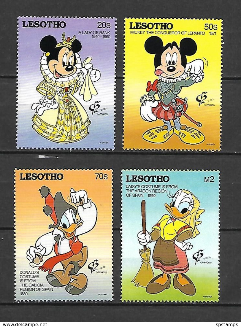 Disney Set Lesotho 1992 Disney Characters In Spanish Costumes MNH - Disney