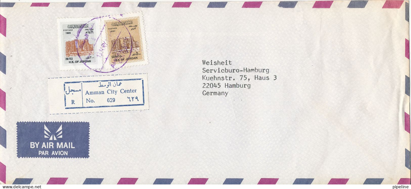 Jordan Registered Air Mail Cover Sent To Germany 13-5-1996 - Jordanie