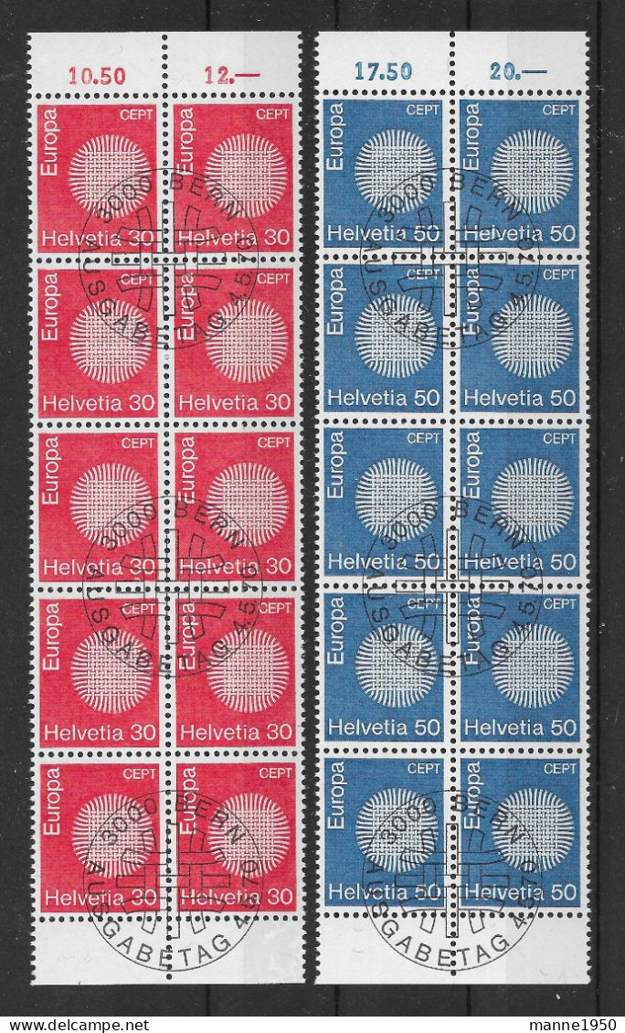 Schweiz 1970 Europa/Cept Mi.Nr. 923/24 Kpl. 10er Blocksatz Gestempelt - Gebraucht