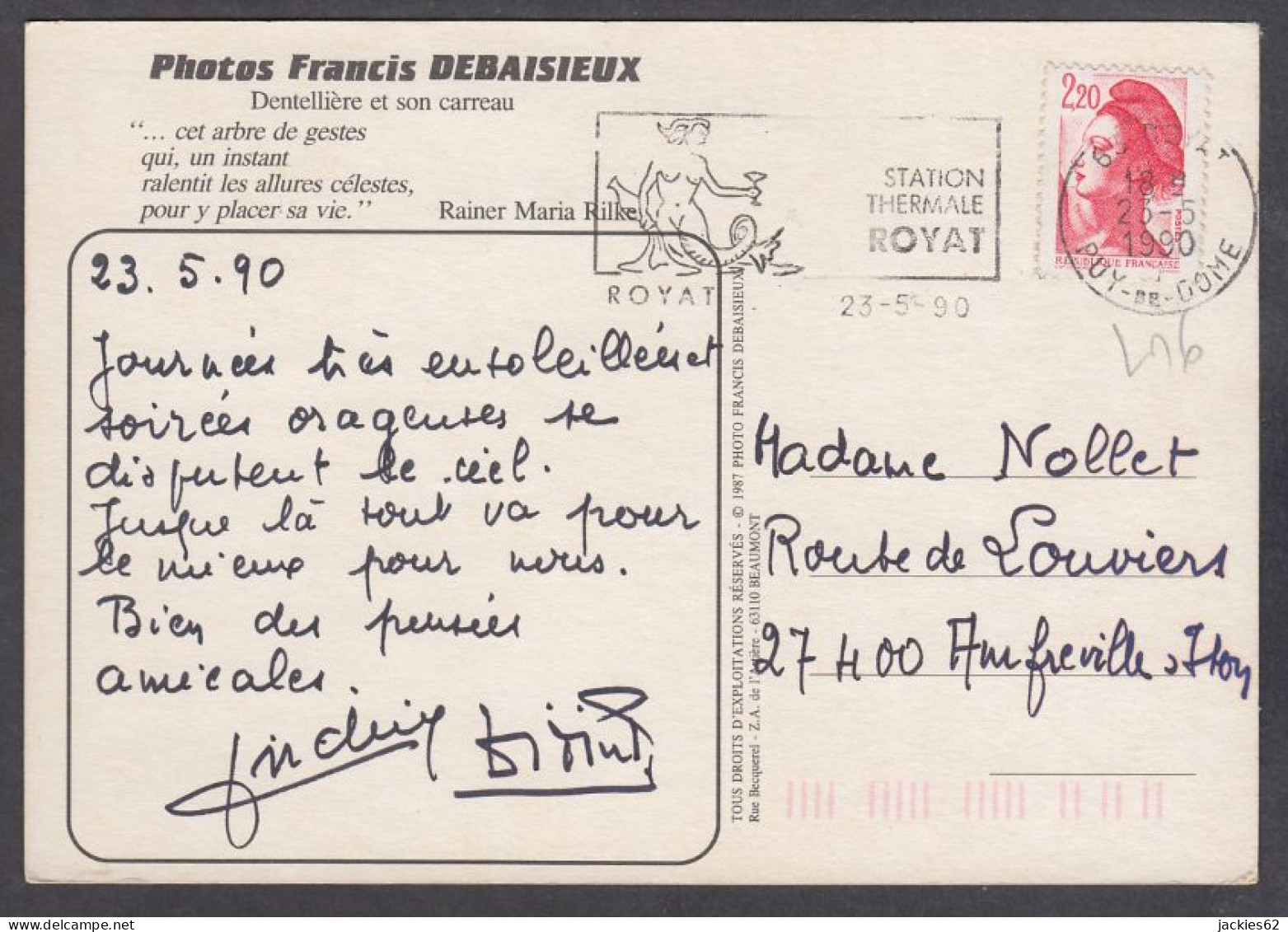 127939/ Francis DEBAISIEUX, Dentellière Et Son Carreau, Vers De R.M. Rilke Au Verso - Otros & Sin Clasificación