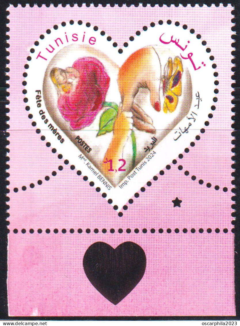 2024-Tunisie- Fête Des Mères -Femme- Enfant- Rose- Papillon- Mains- Série Complète 1V   -.MNH****** - Tunisia