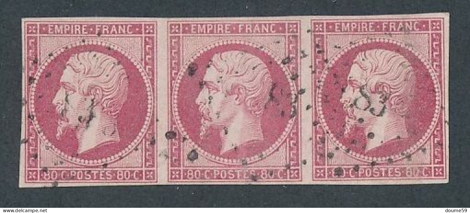 BM-56: FRANCE:  N° 17B Obl    Bande De 3 - 1853-1860 Napoléon III