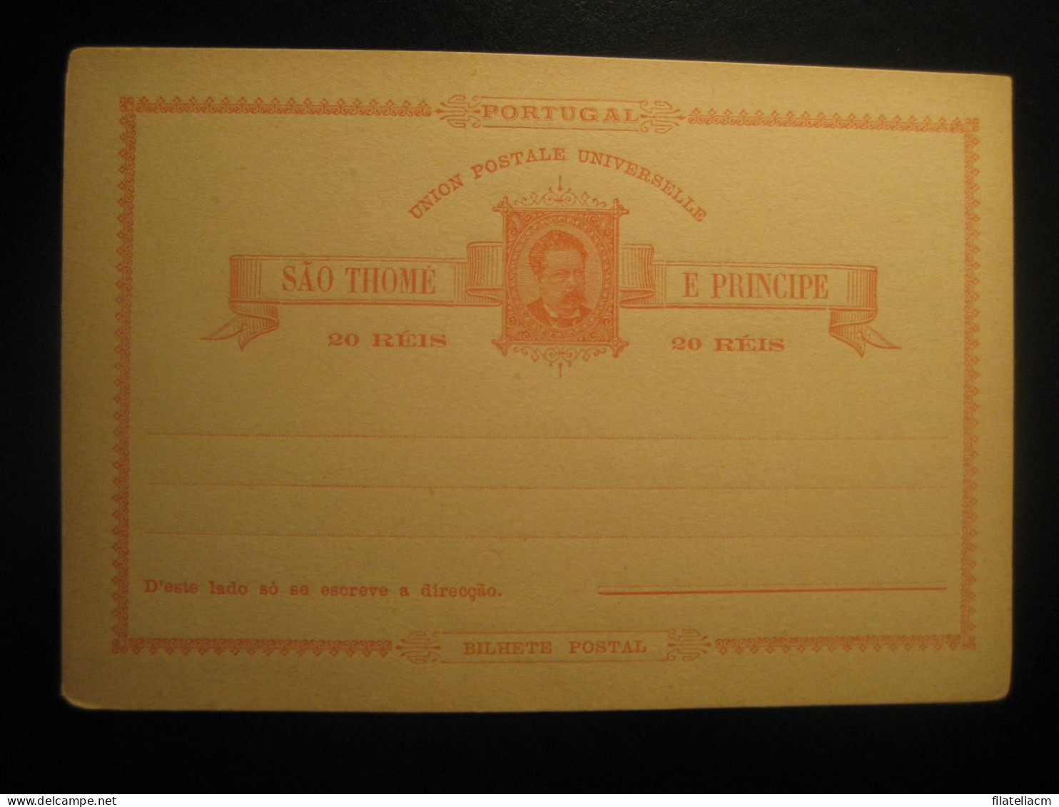 SAO TOME E PRINCIPE 20 Reis UPU Bilhete Postal Red Color Stationery Card Portuguese Colonies Portugal Guinea Area - St. Thomas & Prince
