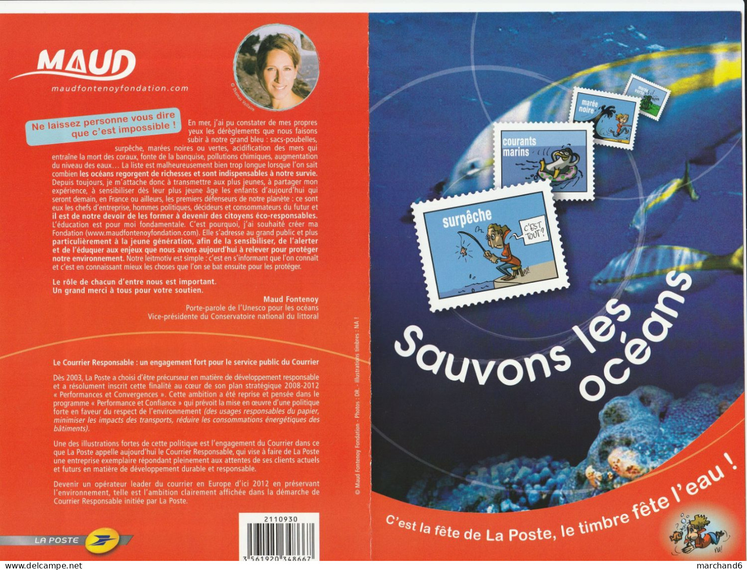 Feuillet Collector Sauvons Les Océans France 2010 MTAM L P 20gr 10 Timbres Autoadhésifs N°41 - Collectors