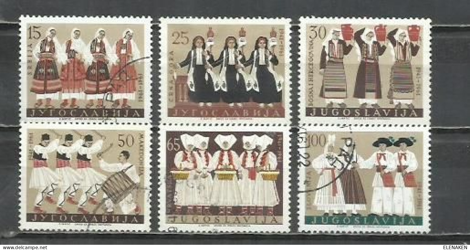 7565D-YUGOSLAVIA JUGOSLAVIA  SERIE COMPLETA 1961 FOLKLORE Nº 879/884 COSTUMBRES. - Used Stamps