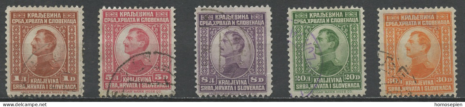 Yougoslavie - Jugoslawien - Yugoslavia 1923 Y&T N°150 à 154 - Michel N°169 à 173 (o) - Alexandre 1er - Oblitérés