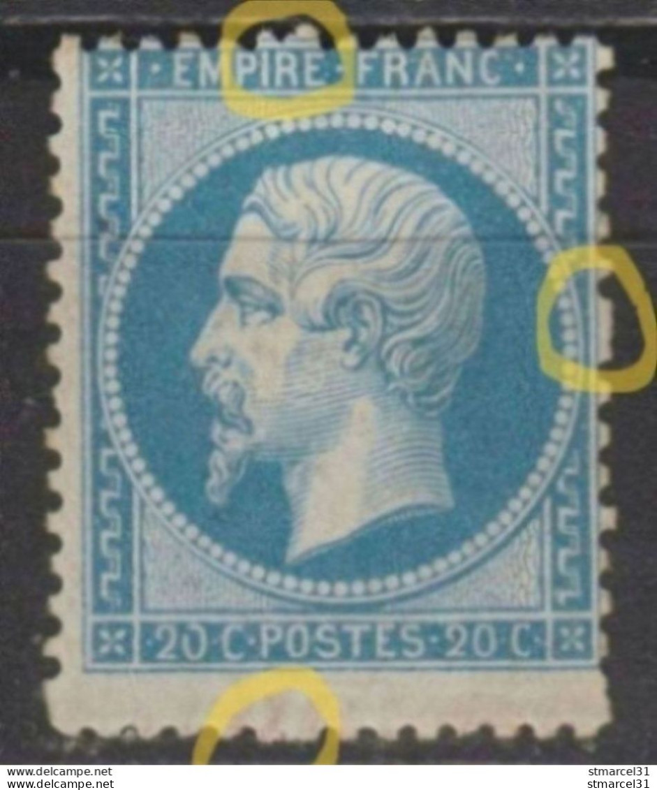 SUPERBES VARIETES "TIMBRE GEANT + 3 DENTS DOUBLES+ 0 BRISE " N°22 Neuf(*) TBE - 1862 Napoléon III