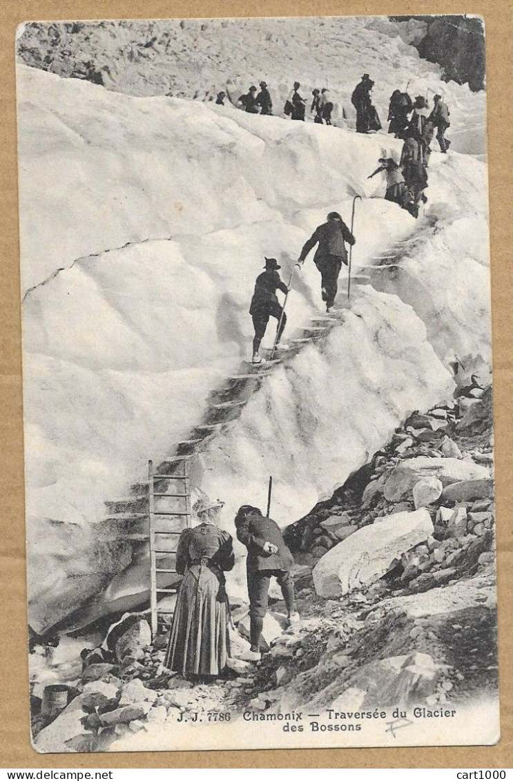 CHAMONIX TRAVERSEE DU GLACIER DES BOSSONS 1908 N°H557 CON SEGNATASSE - Chamonix-Mont-Blanc