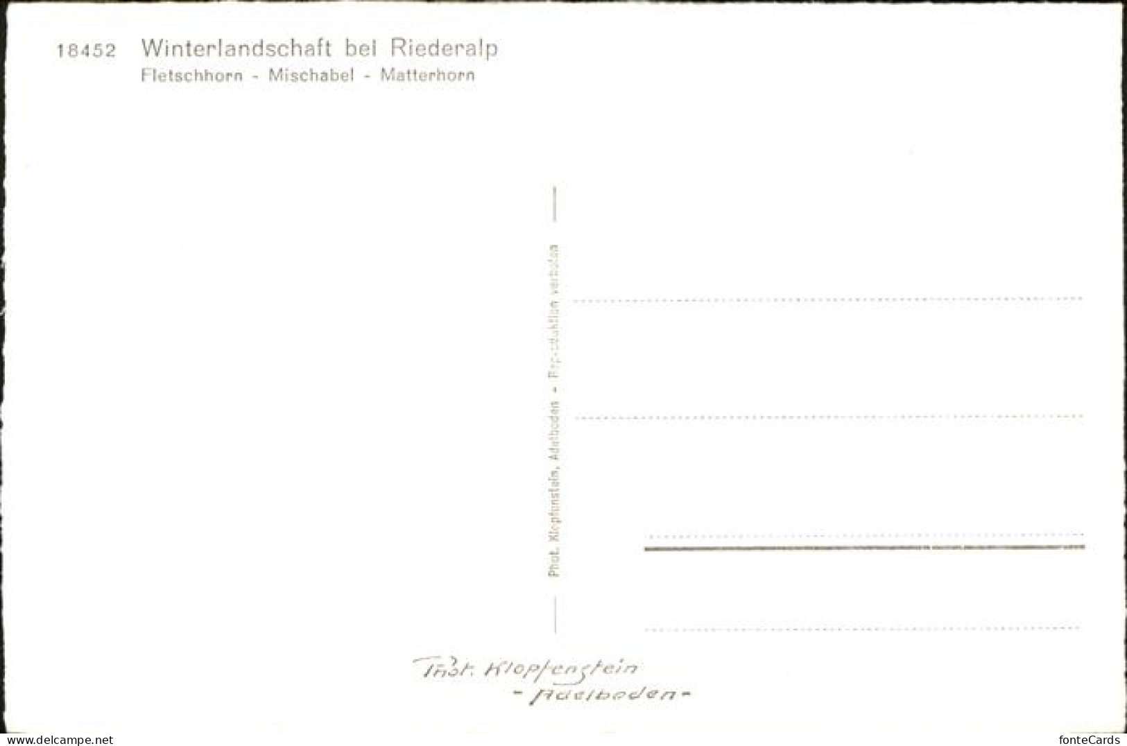 11298481 Riederalp Fletschhorn Mischabel Matterhorn Riederalp - Autres & Non Classés