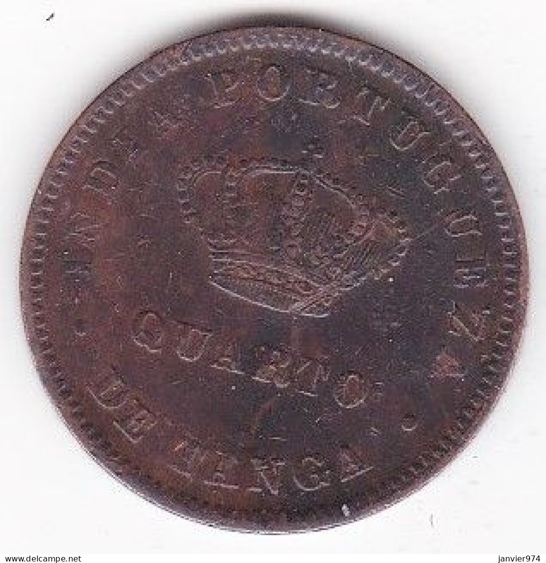 India-Portuguese GOA 1/4 Tanga 1886. Luiz I. En Cuivre.  KM# 308 - India