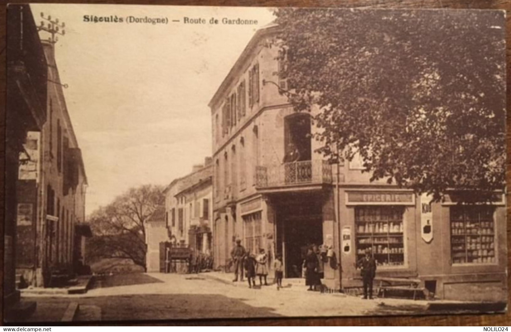 Cpa Photo 24 Dordogne, SIGOULES, Route De Gardonne, Animée, Enseignes épicerie, Plaques Kub, écrite En 1923 - Other & Unclassified