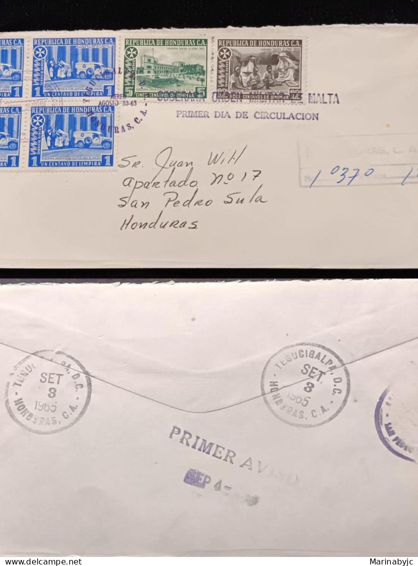 C) 1965. HONDURAS. INTERNAL MAIL. MULTIPLE STAMPS. 2ND CHOICE - Honduras