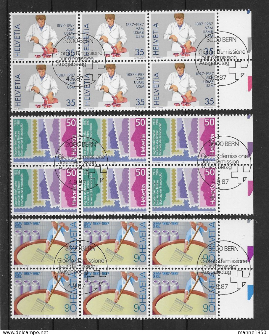 Schweiz 1987 Jahresereignisse Mi.Nr. 1351/53 Kpl. 6er Blocksatz Gestempelt - Gebraucht