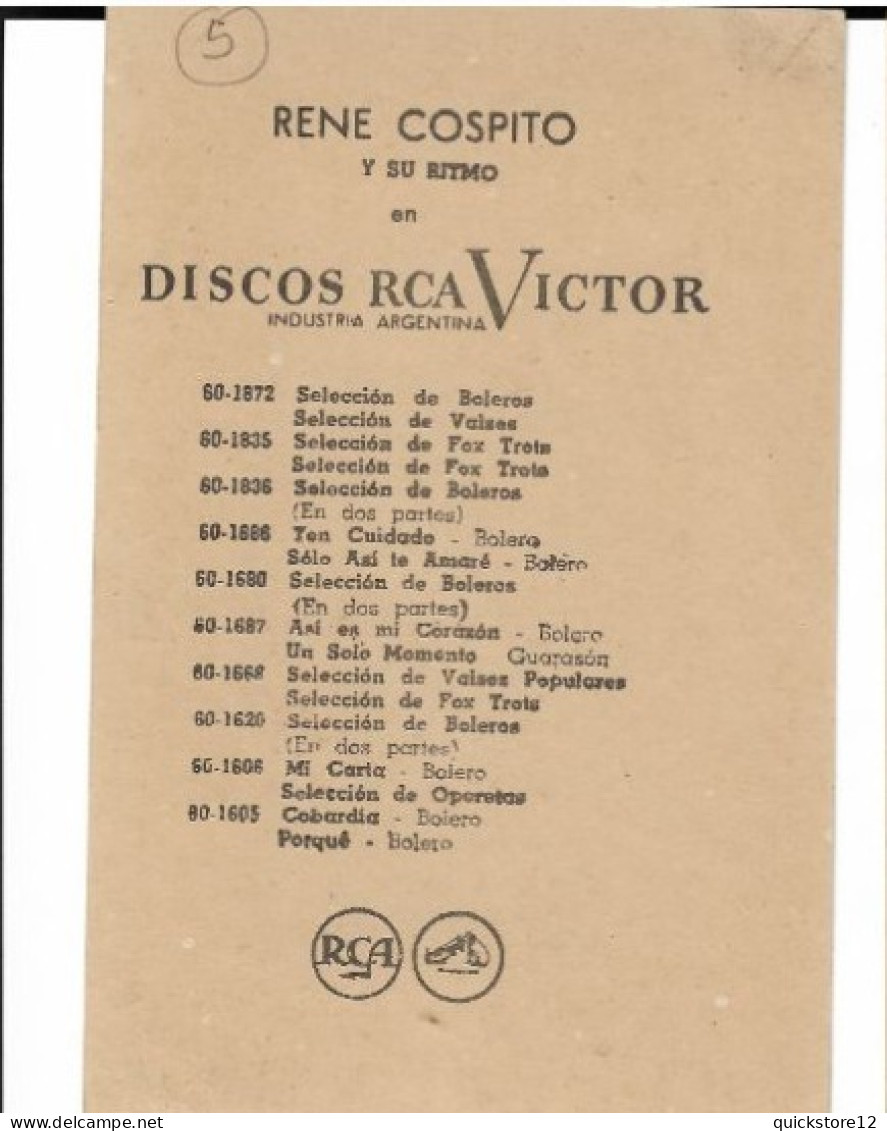 Discos RCa Victor - Rene Cospito - 7484 - Publicité