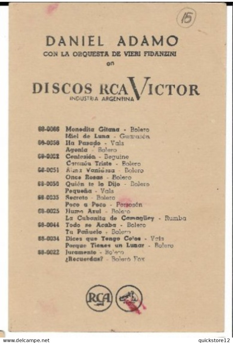 Discos RCa Victor - Daniel Adamo  - 7485 - Publicité