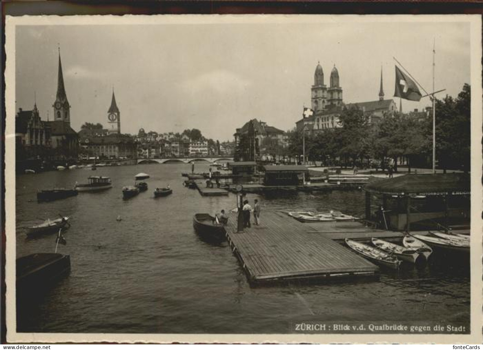 11294630 Zuerich Blick Von Quaibruecke Zur Stadt Boote Stege Zuerich - Sonstige & Ohne Zuordnung