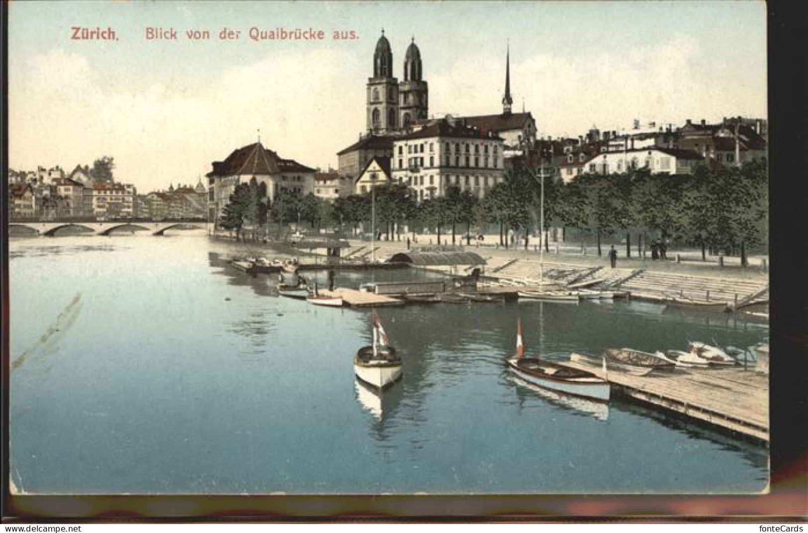 11294562 Zuerich Blick Von Quaibruecke Boote Stege Zuerich - Otros & Sin Clasificación