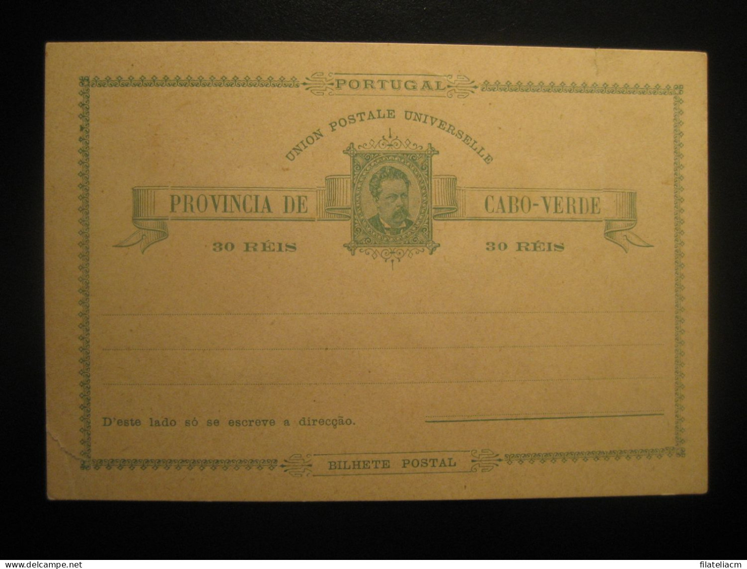 CABO VERDE 30 Reis UPU Bilhete Postal Postal Stationery Card Folded Slight Faults Portuguese Colonies Portugal Area - Cape Verde