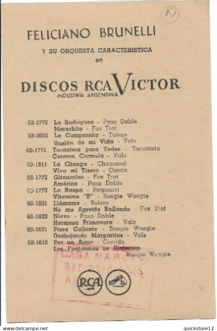 Discos RCa Victor - Feliciano Brunelli - 7487 - Werbepostkarten