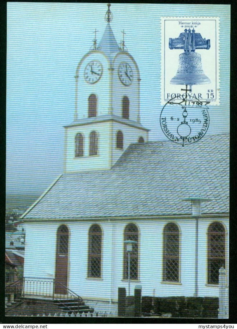 Mk Faroe Islands Maximum Card 1989 MiNr 181 | Bicentenary Of Torshavn Church. Bell From Norske Love (shipwreck #max-0085 - Féroé (Iles)
