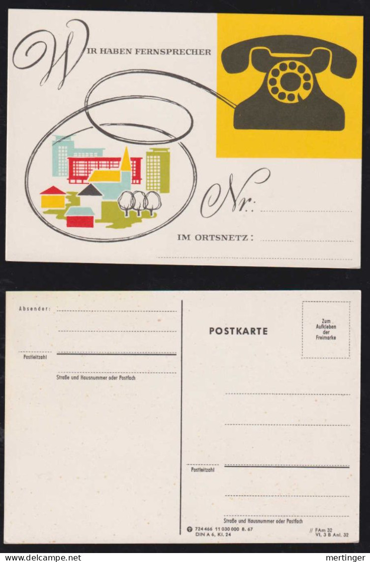 BRD Bund 1967 Werbe Postkarte Der Post „Wir Haben Fernsprecher.......“ Telefon - Briefe U. Dokumente