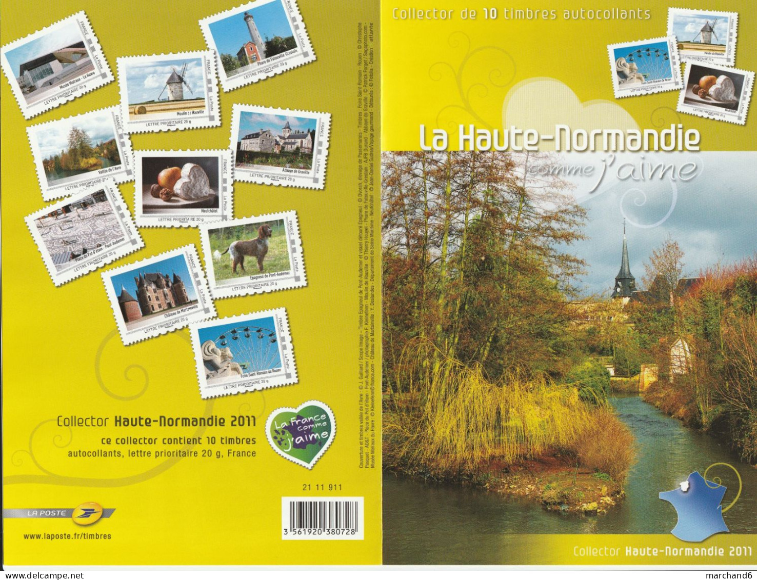 Feuillet Collector Haute Normandie La France Comme J Aime Série 3 France 2011 IDT L P 20gr 10 Timbres Autoadhésifs N°98 - Collectors