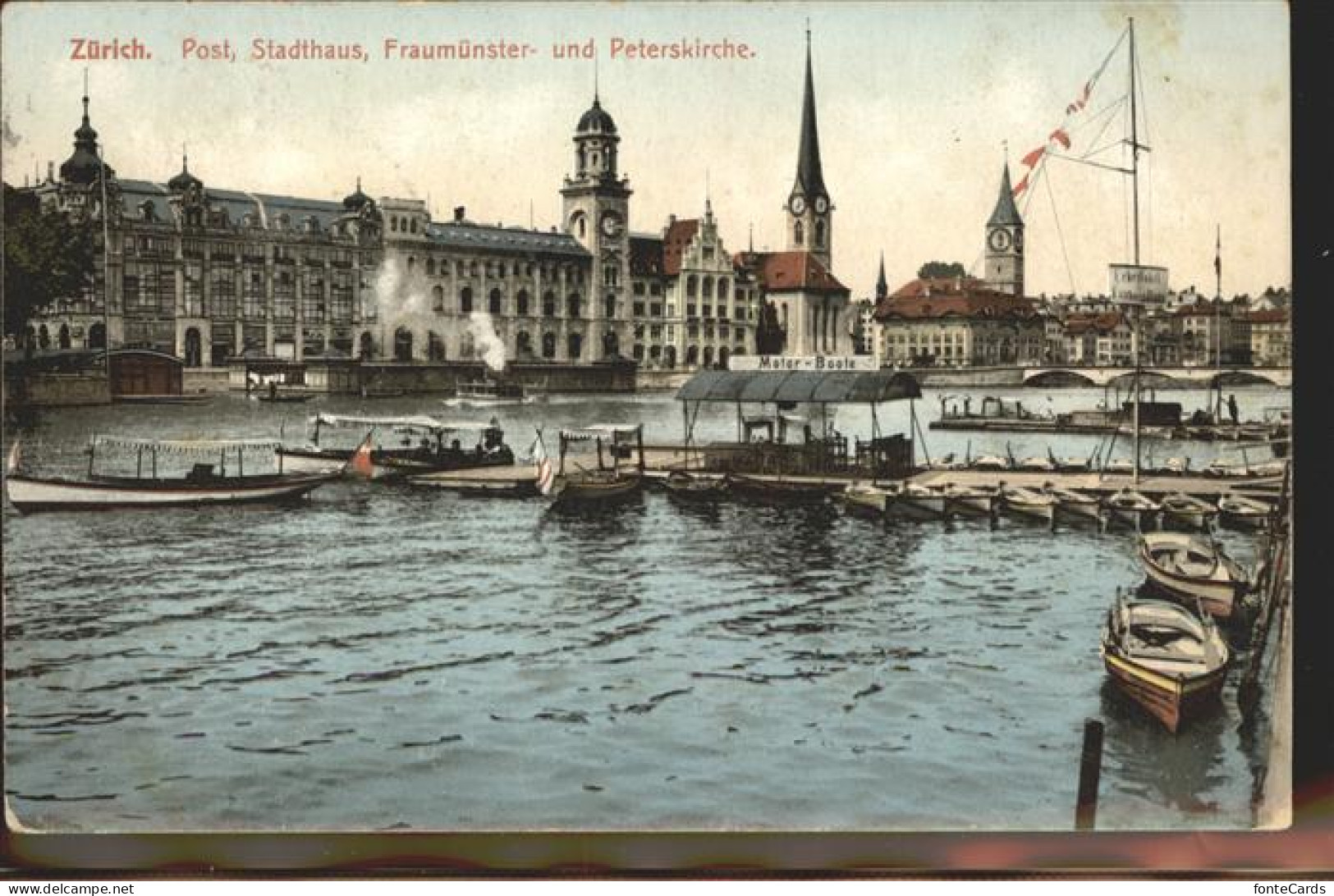 11294446 Zuerich Post Stadthaus Fraumuenster Peterskirche Boote Stege Zuerich - Sonstige & Ohne Zuordnung