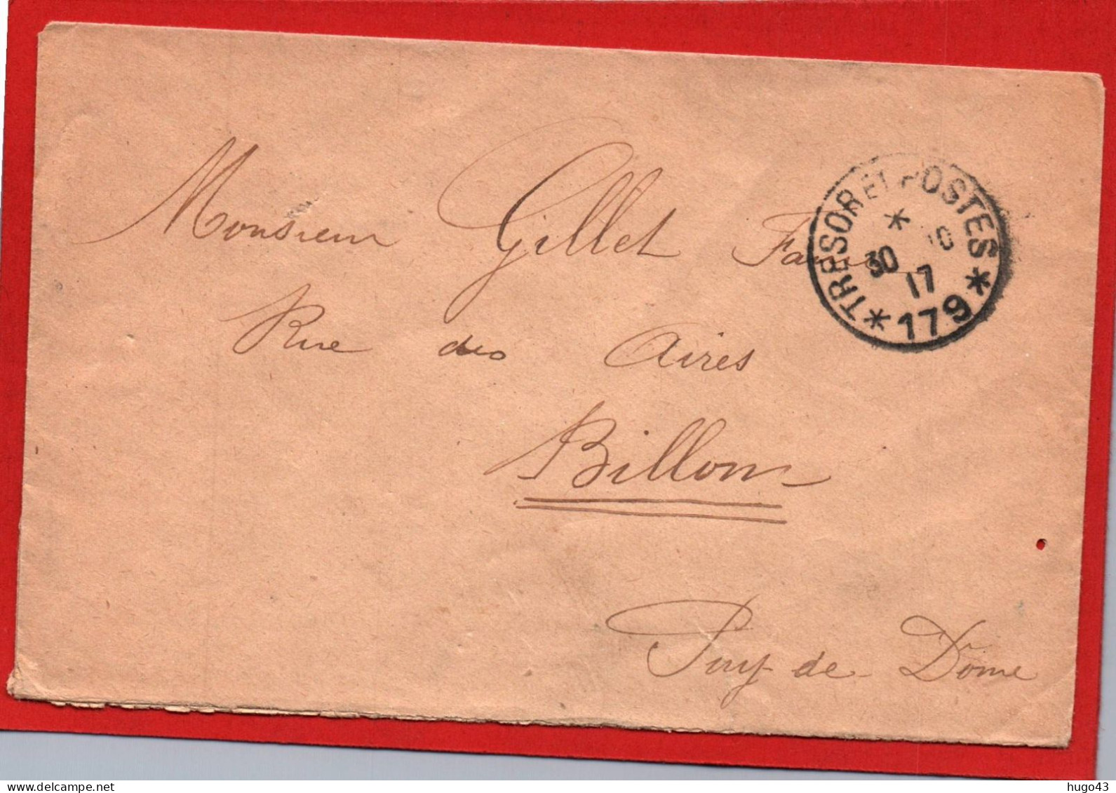 ENVELOPPE AVEC CACHET TRESOR ET POSTES LE 30/10/1917 - SECTEUR POSTAL 179 - Covers & Documents