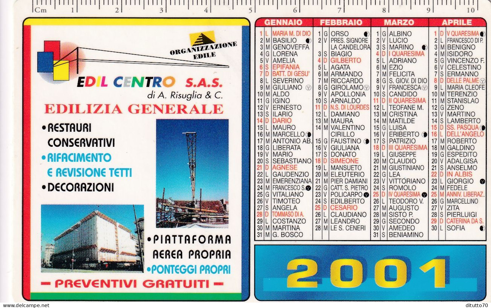 Calendarietto - Edil Centro - Anno 2001 - Kleinformat : 2001-...