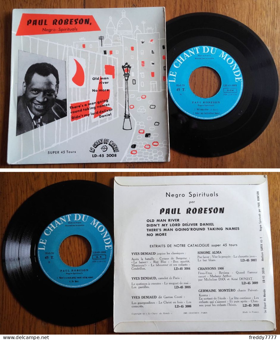 RARE EP 45t BIEM (7") PAUL ROBESON «Old Man River» +3 FRANCE, 1958 - Jazz