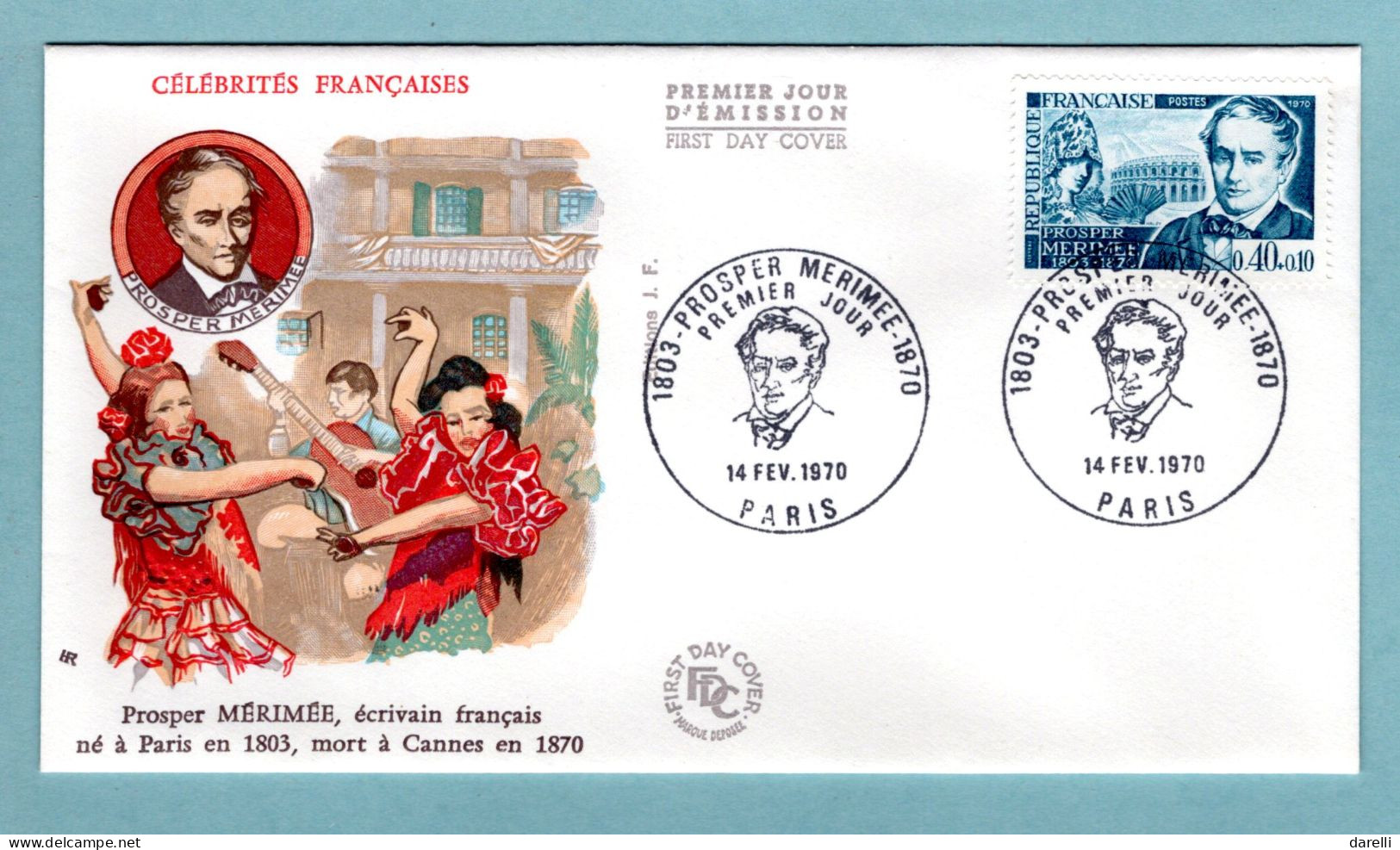 FDC France 1970 - Prosper Mérimée - YT 1624 - 75 Paris - 1970-1979