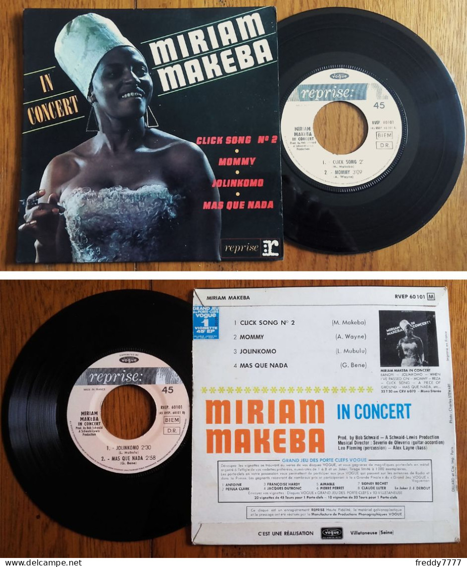 RARE EP 45t BIEM (7") MIRIAM MAKEBA «In Concert» 4 Titres FRANCE, 1967 - Collectors