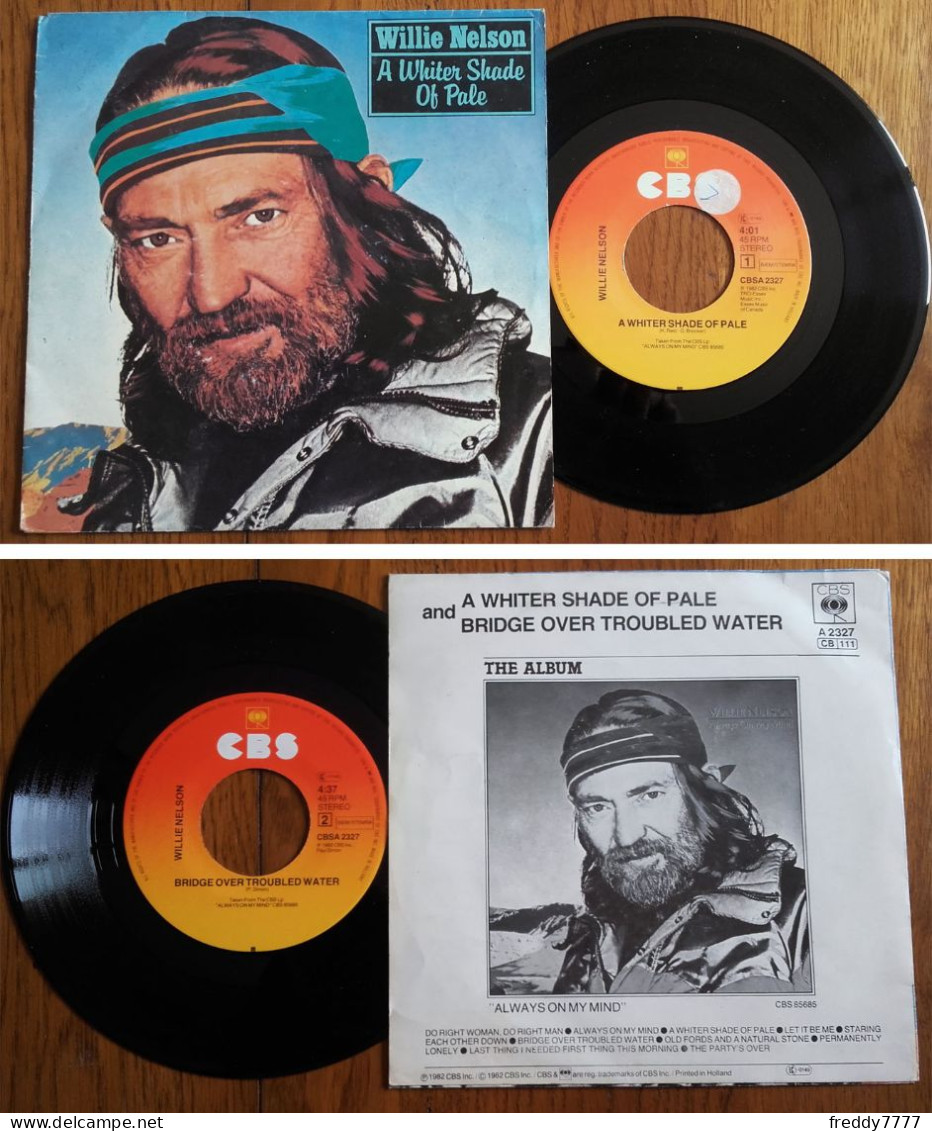 RARE SP 45t GEMA (7") WILLIE NELSON «A Whiter Shade Of Pale» HOLLAND, 1982 - Country En Folk