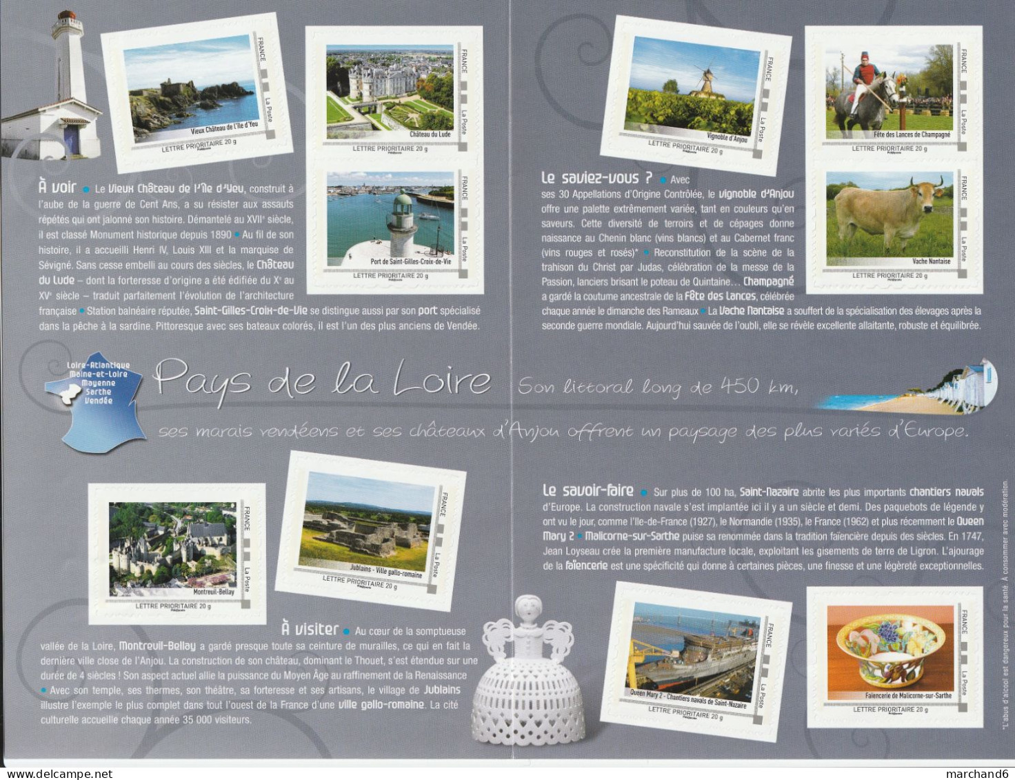 Feuillet Collector Pays De La Loire France Comme J Aime Série 3 France 2011 IDT L P 20gr 10 Timbres Autoadhésifs N°106 - Collectors