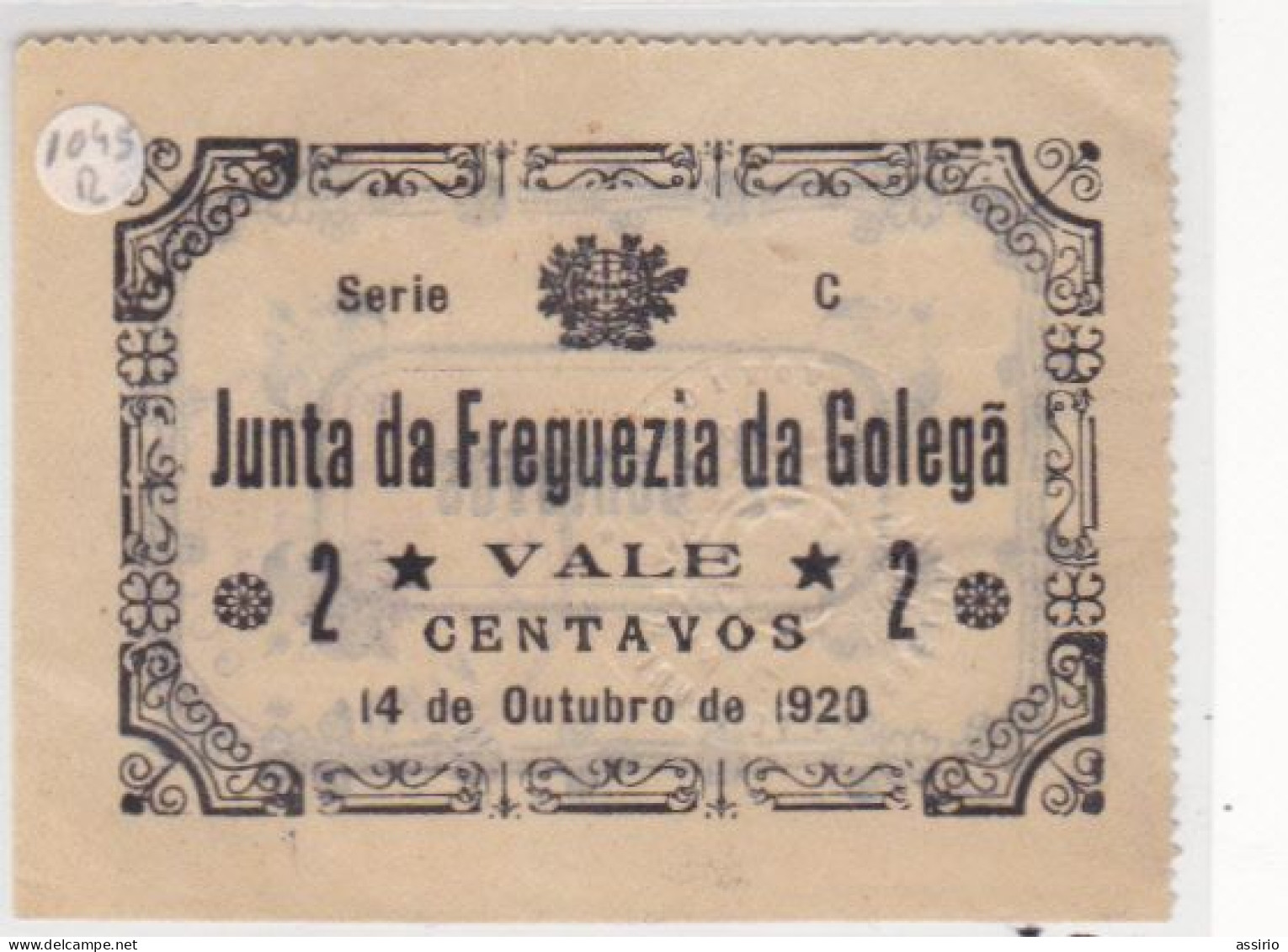 Portugal -Billetes  Cédula De Golegã  Serie  C   1920 - Sonstige – Europa