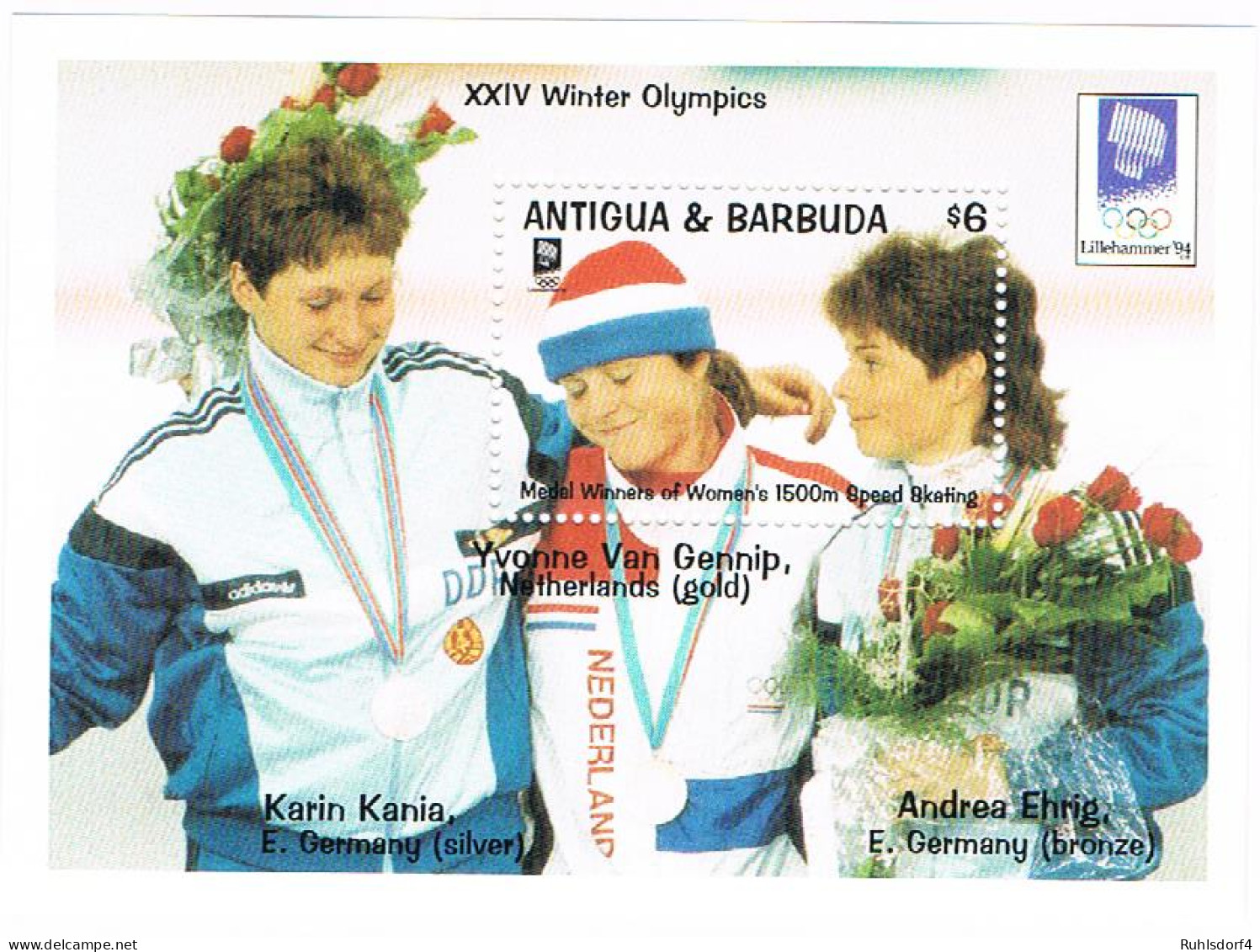 DDR-Sportlerinnen Auf Olympia-Marken Von Antigua&Barbuda - Variétés Et Curiosités