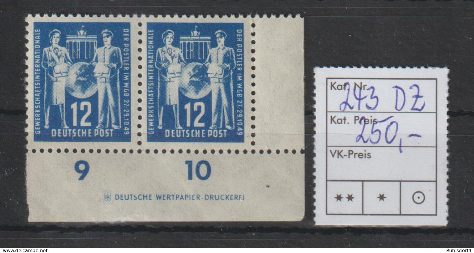 DDR-Druckvermerke: 12 Pfg.Postgewerkschaft, - DZ -, ** - Autres & Non Classés