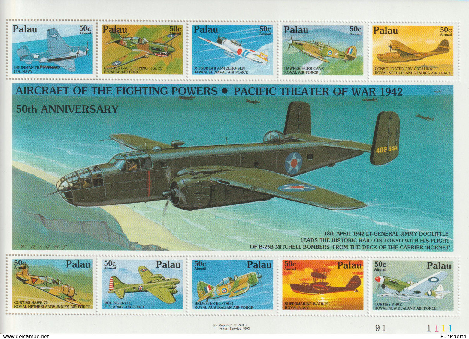 Palau: Flugzeuge Im 2. Weltkrieg;  Kleinbogen - Airplanes