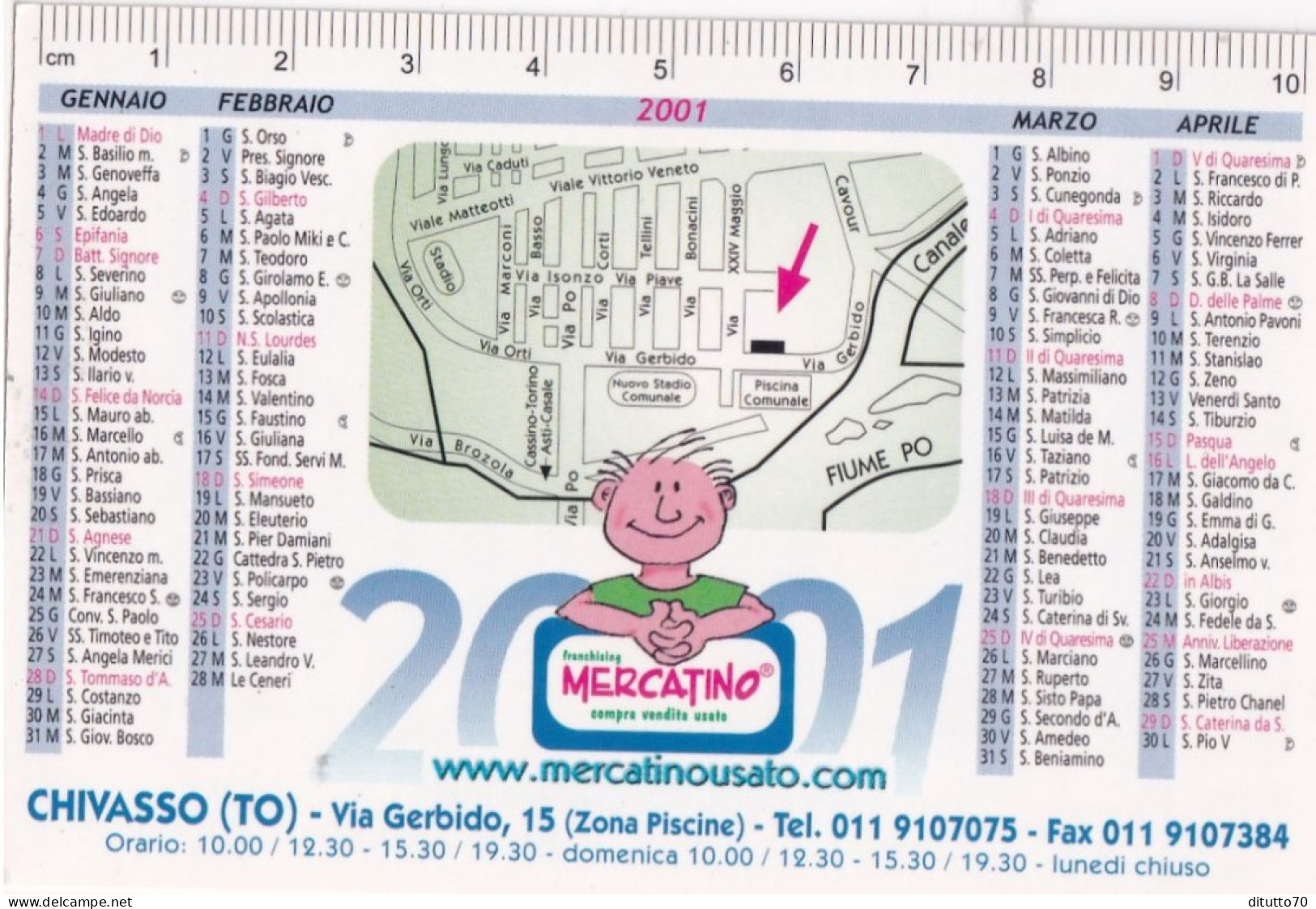 Calendarietto - Franchising Mercatino - Chivasso - Torino - Anno 2001 - Small : 2001-...