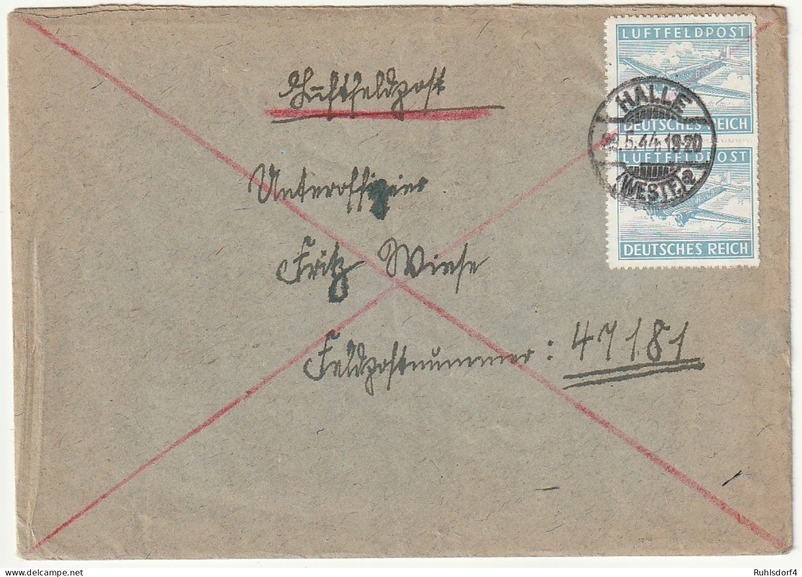 Luftfeldpost Heimat - Front, Mit MeF 1B, 29.5.44 - Occupazione 1938 – 45