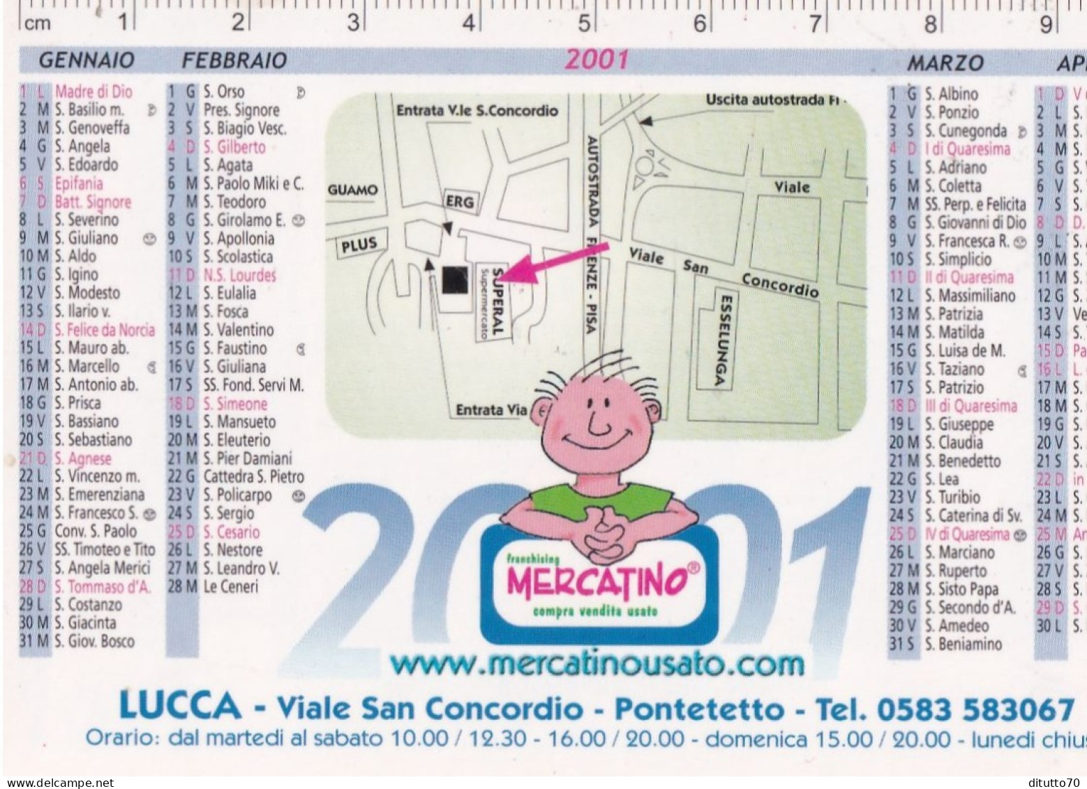 Calendarietto - Franchising Mercatino - Lucca - Anno 2001 - Petit Format : 2001-...