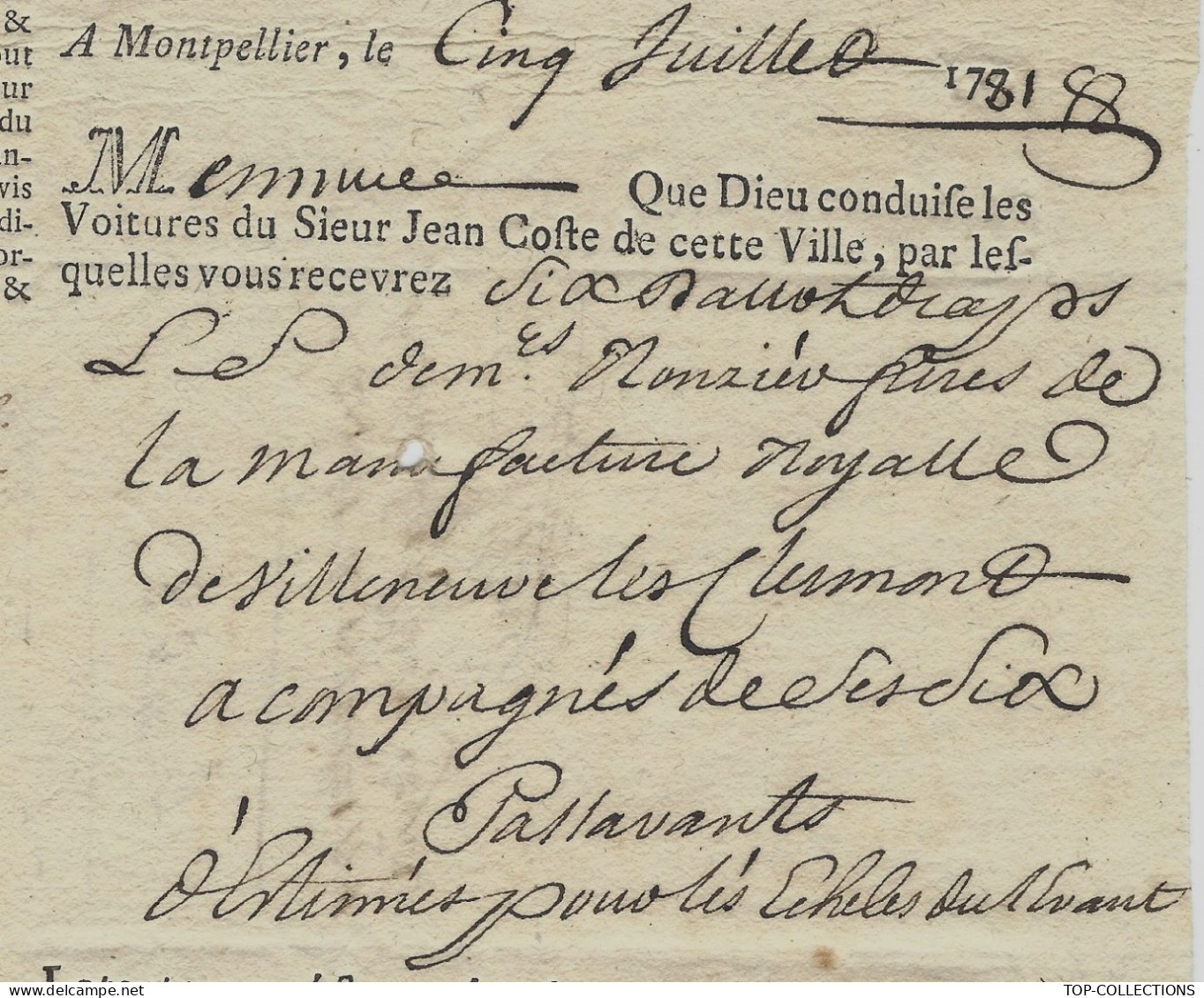 1781  De Montpellier NEGOCE COMMERCE => Les Echelles Du Levant  Manufacture Royale De Villeneuvette Les Clermont Hérault - ... - 1799