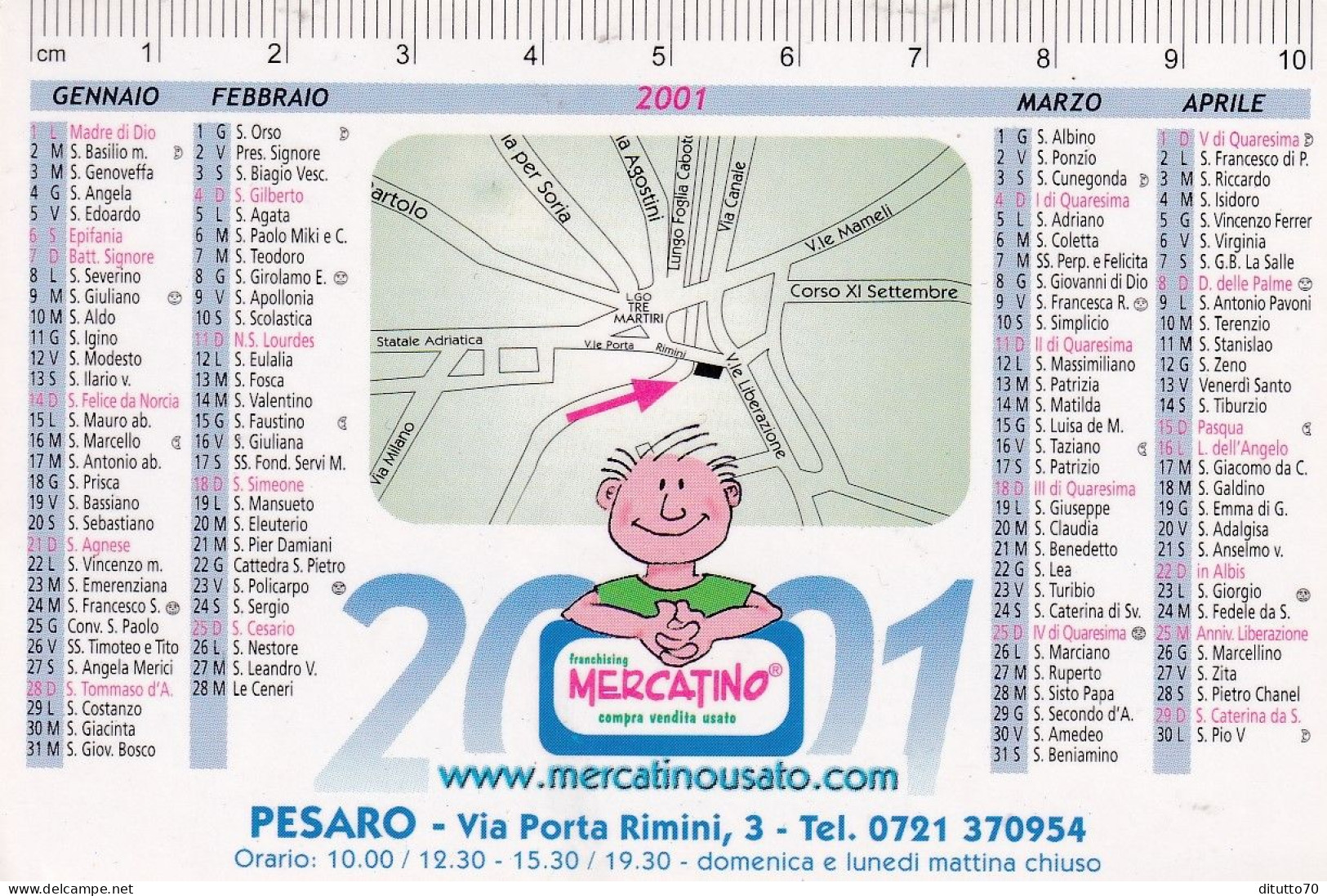 Calendarietto - Franchising Mercatino - Pesaro - Anno 2001 - Small : 2001-...