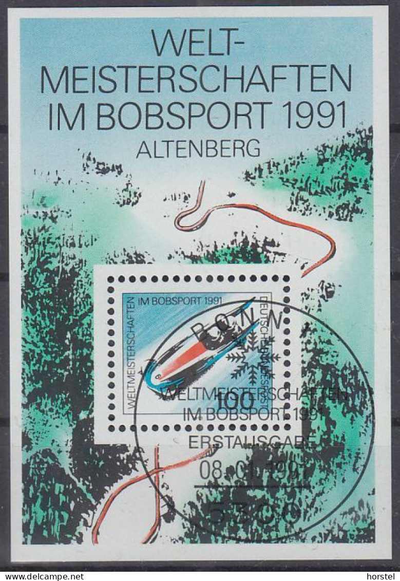 Deutschland Block 23 -  Weltmeisterschaften Im Bobsport - Altenberg 1991 - Sonderstempel - 1991-2000