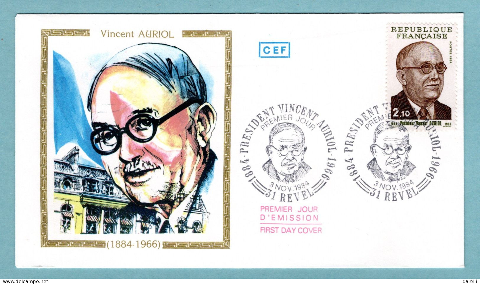 FDC France  1984 - Président Vincent Auriol - YT 2344 - 31 Revel - 1980-1989